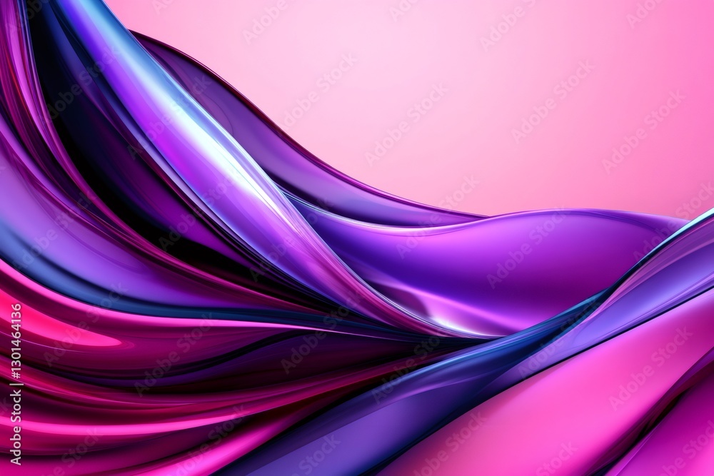 Poster Abstract pink and purple wavy lines creating a dynamic and modern background