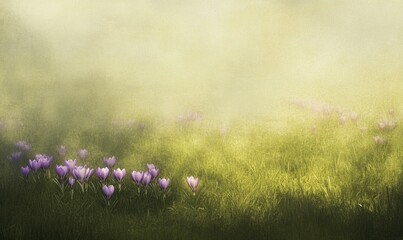 A field of purple flowers with a blurry background