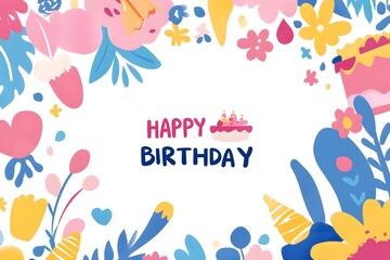 Happy birthday greeting card. Paper cut and craft style.
