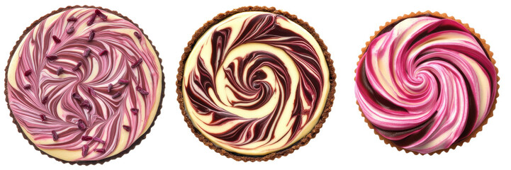 Obraz premium set of a swirls and whirls design highlights swirled cheesecake isolated a transform background.