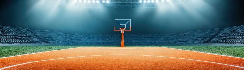 Dynamic Basketball Court Under Stadium Lights in a Chaotic Atmosphere