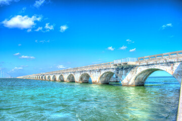Seven Mile Bridge Florida Keys. The Endless Bridge where the Atlantic and Gulf Coast meet.