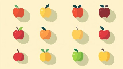 Fototapeta premium Colorful Apples Flat Design