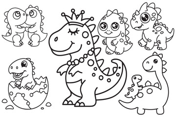 Obraz premium Dinosaur coloring pages, cute dinosaur, dinosaur, bold and easy coloring pages, dinosaur line art, animals, victor, dinosaur victor