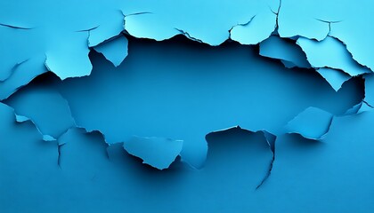 Obraz premium Blue surface, cracked hole, background texture