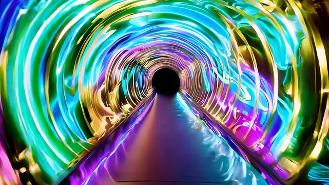 Futuristic Glowing Wormhole Tunnel