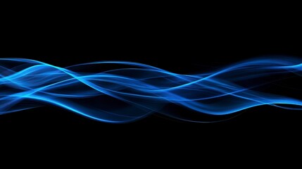 Naklejka premium Abstract blue wavy lines on black background. Possible use Background image, graphic design element