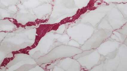 Viola Calacatta marble texture background with white and deep red veins in an elegant design.