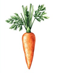 Whimsical Hand-Painted Carrot Artwork. Vibrant Watercolor Poster Celebrating Vegetarian Delights