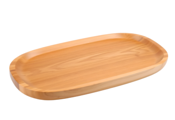 Empty wooden tray isolated on transparent background