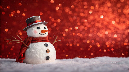 Fototapeta premium snowman on a christmas background