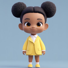 cute afro baby boss girl in gull body shoot smiling wearing Generative ai