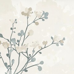 Abstract muted colors florals painting poster decoration