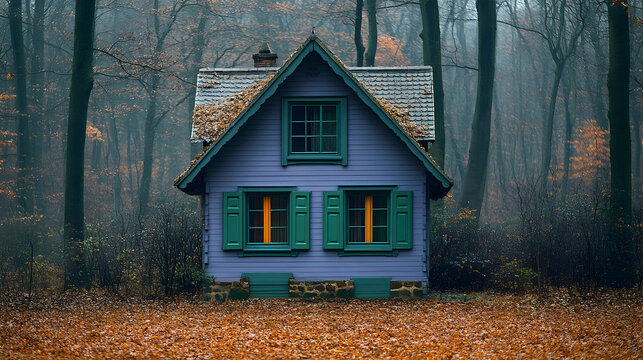 Misty Forest Cottage in Autumn (1)