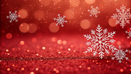 red christmas background with snowflakes