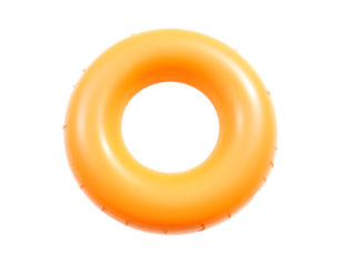 Orange inflatable ring isolated on transparent background
