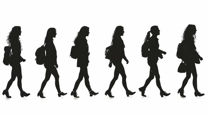 Silhouette of walking students