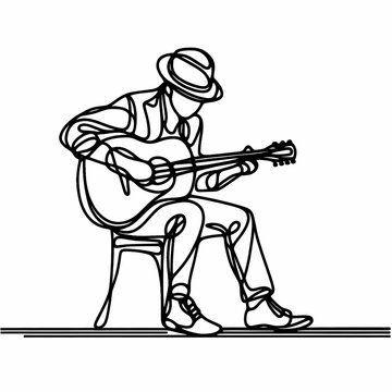line art guitarist playing acoustic guitar clip art preview