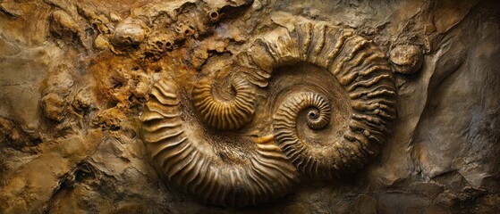 Ancient Ammonite Fossil Embedded in Rock Wall - Geological Time Capsule