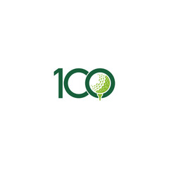100 Golf icon logo flat vector design