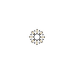 Floral circle icon logo flat vector design