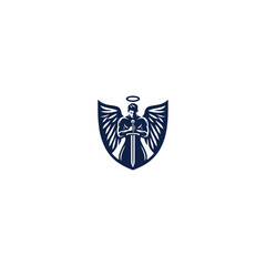 Angel with wings icon logo flat vector design