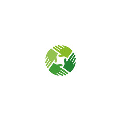Community hand icon logo flat vector design