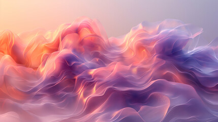 Obraz premium Purple Pink Orange Fabric Waves Soft Silk Texture, Shiny Digital Art Design