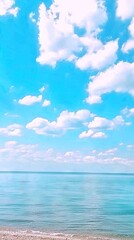 Obraz premium Azure sky, placid ocean, idyllic beach scene. Perfect for backgrounds