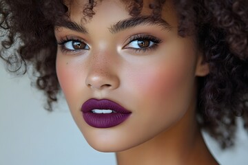Matte Plum Lipstick Smear with Distinct Sharp Edges for Easy Cut out
