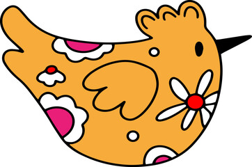 Chick. Flat vector  cute spring Easter design in colored doodle style