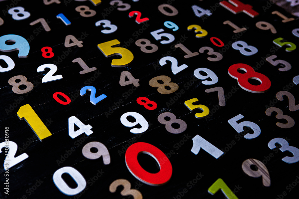 Poster background of numbers. from zero to nine. numbers texture. finance data concept. mathematic. seamles