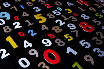 Background of numbers. from zero to nine. Numbers texture. Finance data concept. Mathematic. Seamless pattern with numbers. financial crisis concept. Business success.