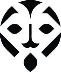 Abstract Black and White Stylized Animal Face logo Design
