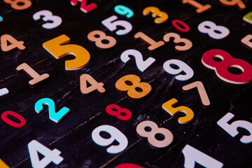 Abstract Mathematical Numbers on a black and white Background. Finance and Data Concept. Futuristic Digital Design. Cyber Tech Theme