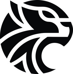 Stylized Black Panther Head Logo Design, Circular Emblem