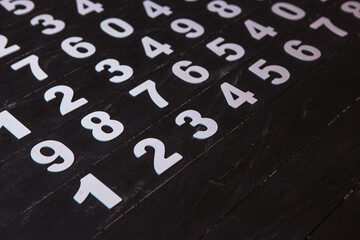 Abstract Mathematical Numbers on a black and white Background. Finance and Data Concept. Futuristic Digital Design. Cyber Tech Theme