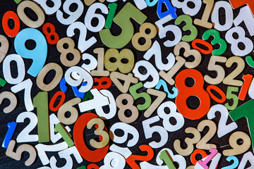 Abstract Mathematical Numbers on a black and white Background. Finance and Data Concept. Futuristic Digital Design. Cyber Tech Theme