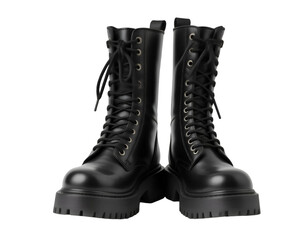 Black female boots isolated on a transparent background