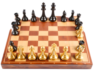 Chess pieces on a chessboard isolated on a transparent background