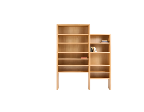 Wooden bookcase isolated on transparent background