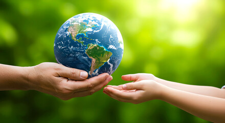 Hands Passing Earth Globe Symbol of Sustainability and Generational Responsibility