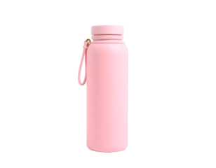 Pink water bottle isolated on transparent background