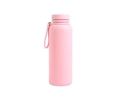 Pink water bottle isolated on transparent background