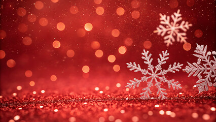 red christmas background with snowflakes