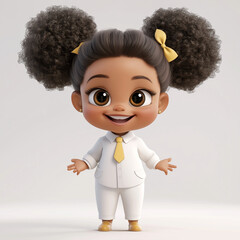 cute afro baby boss girl in gull body shoot smiling wearing Generative ai