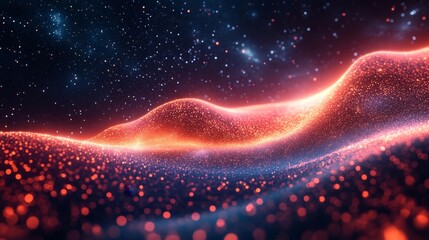 Stunning Quantum Wave of Light Flowing Through Space. Generative AI