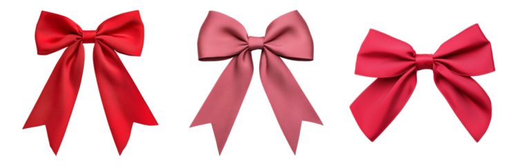 Three Satin Bows for Decoration Use Isolated on transparent background