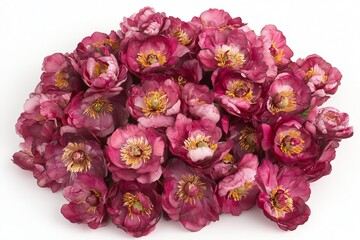 Naklejka premium A bouquet of pink peonies seen from above against a white background