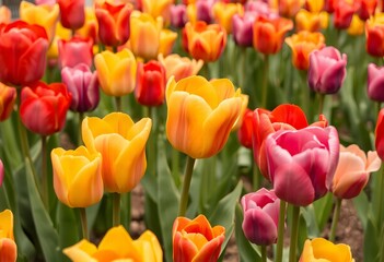 Obraz premium red and yellow tulips